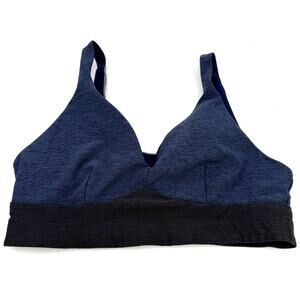 Outdoor Voices Blue & Black Seamless Plunge Sports Bra Size Medium